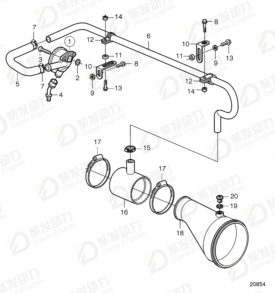VOLVO Breather pipe 20593219 Drawing